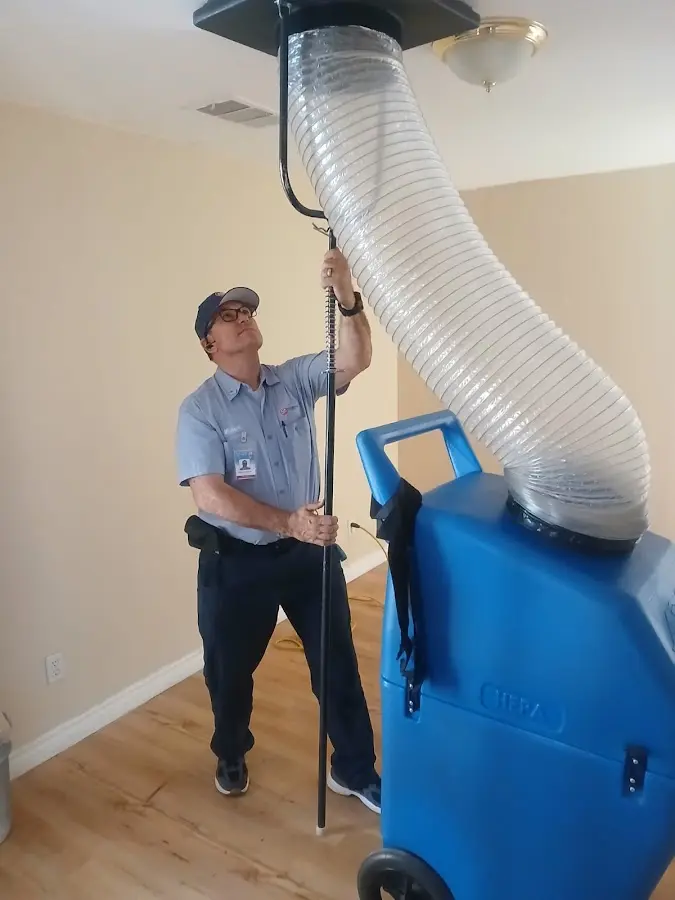 Mini Split Installation technician using HEPA equipment in Cypress Lake